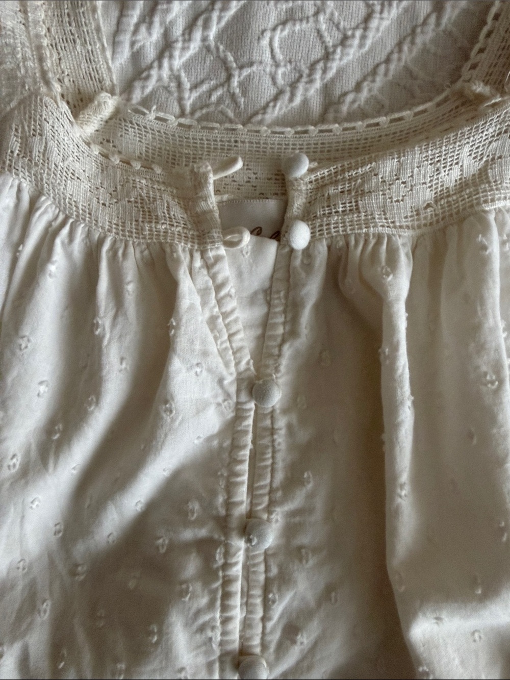 Cleobella Cream Eyelet Square-Neck Peasant Blouse XS - Picture 3 of 11